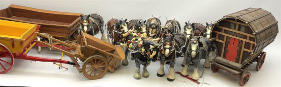 Ceramic shire horses including pairs