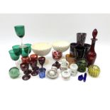 A group of Victorian glassware, to include Ruby flashed decanter and six glasses, decanter H25cm, fi