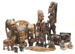 A group of African carved hardwood busts