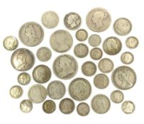 Approximately 160 grams of pre 1920 Great British silver coins including Queen Victoria Gothic flori