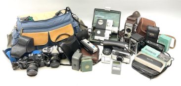 Vintage and later cameras and accessories including Yashica FX-D camera body with Yashica 'ML 28mm 1