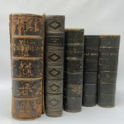 Victorian Rev. John Eadie leather bound Family Bible; three other Victorian leather bound Bibles; an