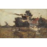 Frederick (Fred) Dade (British 1874-1908): 'Evening Reed Farm', oil on canvas signed, titled with ar