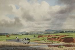 Geoffrey H Pooley (British 1908-2006): Yorkshire Dales Pastoral Landscape, watercolour signed and 19