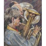 David Newbould (British 1938-2018): 'Silver and Gold' - Brass Band, pastel signed and dated '87, tit