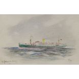Frank Henry Mason (Staithes Group 1875-1965): 'Esperance Bay' - Steam Liner, crayon sketch signed wi