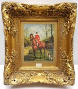 After William Howard Hardy (British 1868-1918): Mounted Huntsman, print in heavy gilt frame 40cm x 3