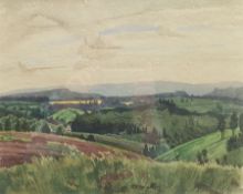 Frank Runacres (British 1904-1974): 'View over Hills', watercolour signed 27cm x 34cm