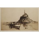 Frank Henry Mason (Staithes Group 1875-1965): 'Mount St. Michael', dry point etching signed and titl