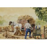 Ken Middleton (British 20th century): Loading the Haycart, watercolour indistinctly signed, artist's