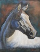 Carlos Olivares (Uruguayan Contemporary): Horse Head Portrait, oil on canvas mounted onto board sign