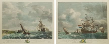 After Willem van de Velde II (Dutch 1633-1707): 'A Brisk Gale' and 'A Moderate Gale', pair 20th cent