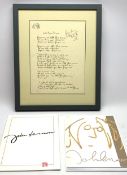 After John Lennon (British 1940-1980): 'Little Flower Princess' hand written song lyrics, limited ed
