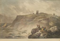 After Francis Nicholson (British 1753-1844): Scarborough from the North Cliff, colour lithograph pri