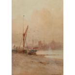 William Samuel Parkyn (British 1875-1949): Boats in an Estuary at Low Tide, watercolour signed 27cm