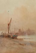 William Samuel Parkyn (British 1875-1949): Boats in an Estuary at Low Tide, watercolour signed 27cm