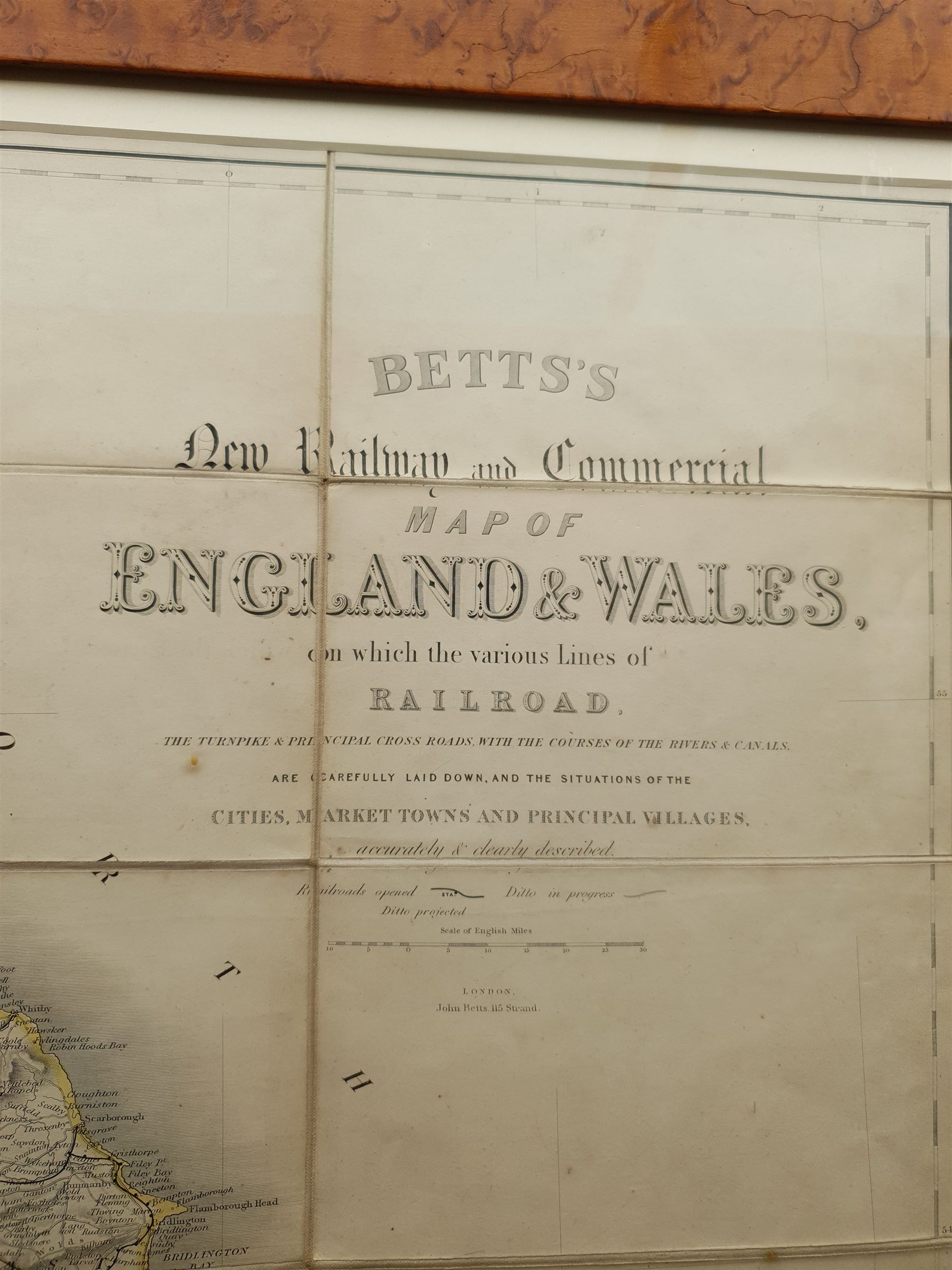 John Betts (British 19th century): 'Betts's New Railway and Commercial Map of Enland & Wales', enrav - Image 4 of 4