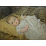 E L Kinloch (American 1860-1923): 'Caroline' - Portrait of a Baby, oil on board signed and titled 29