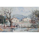 Continental School (20th century): Man by a River, oil on board indistinctly signed, together with a