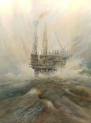 Brian Needham (British ?-2004): Oil Rig, oil on canvas signed and dated '93, 100cm x 75cm; Nude, oil