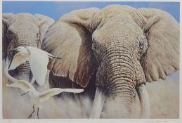 Michael Kitchen-Hurle (British 1941-): Rhinos and Elephants, three limited edition colour prints sig