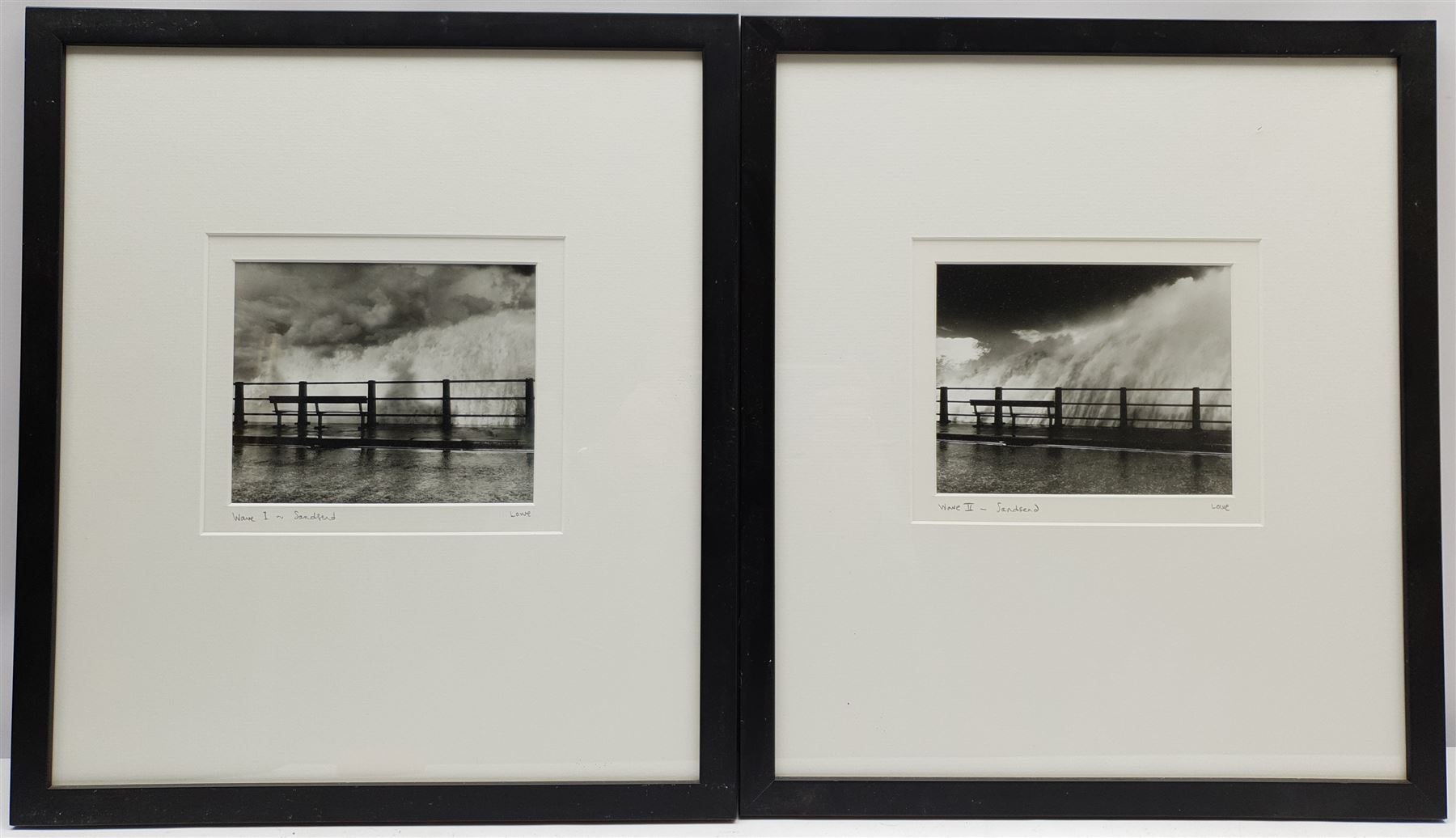 Graham Lowe (British Contemporary): 'Wave I & II - Sandsend', pair photographic prints signed and ti