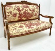 French style walnut framed two seat settee