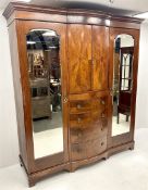 Edwardian inlaid mahogany triple wardrobe