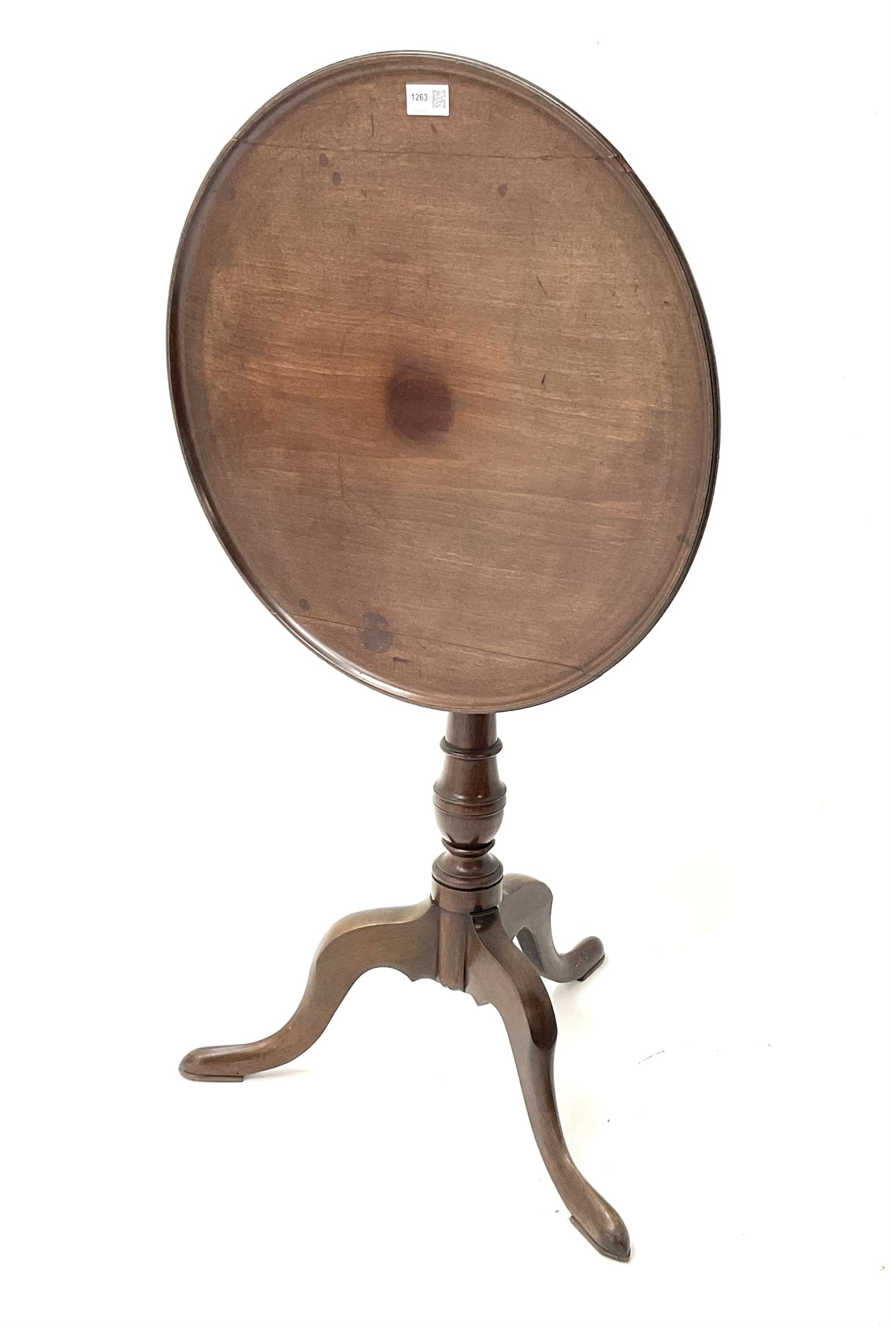 19th century mahogany tilt top tripod table - Image 2 of 2