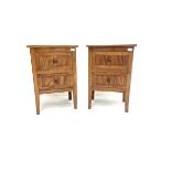 Pair hardwood lamp tables