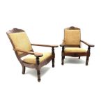 Pair hardwood framed plantation chairs