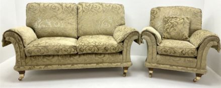 David Gundry upholstery of pale gold embossed fabric - two seat sofa