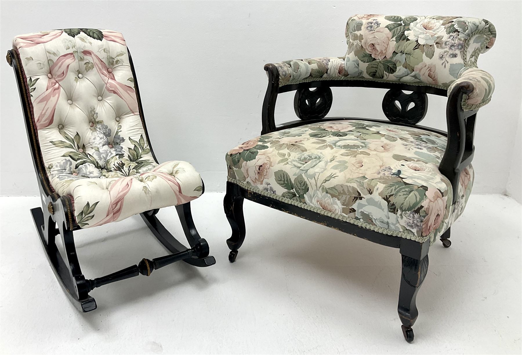 Early 20th century tub shaped armchair - Image 2 of 4