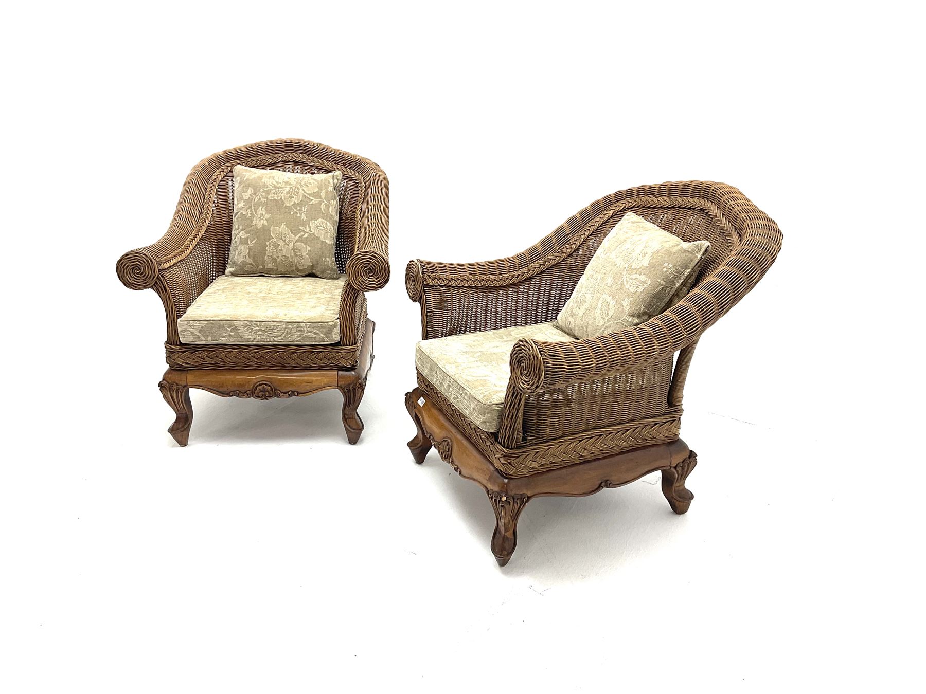 Pair cane armchairs - Image 2 of 4