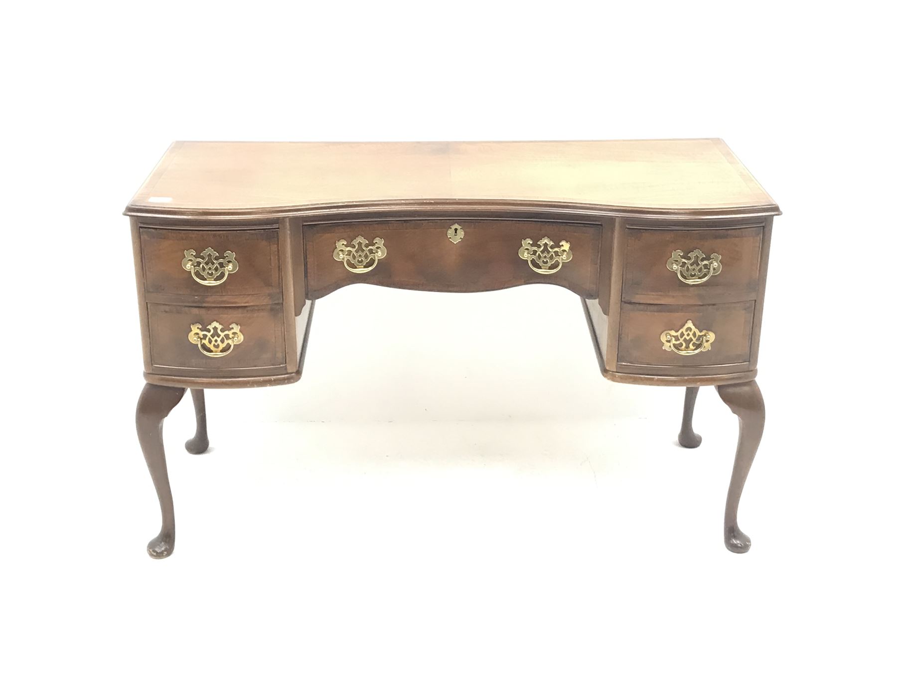 Early 20th century mahogany and rosewood kidney shaped desk - Image 2 of 3