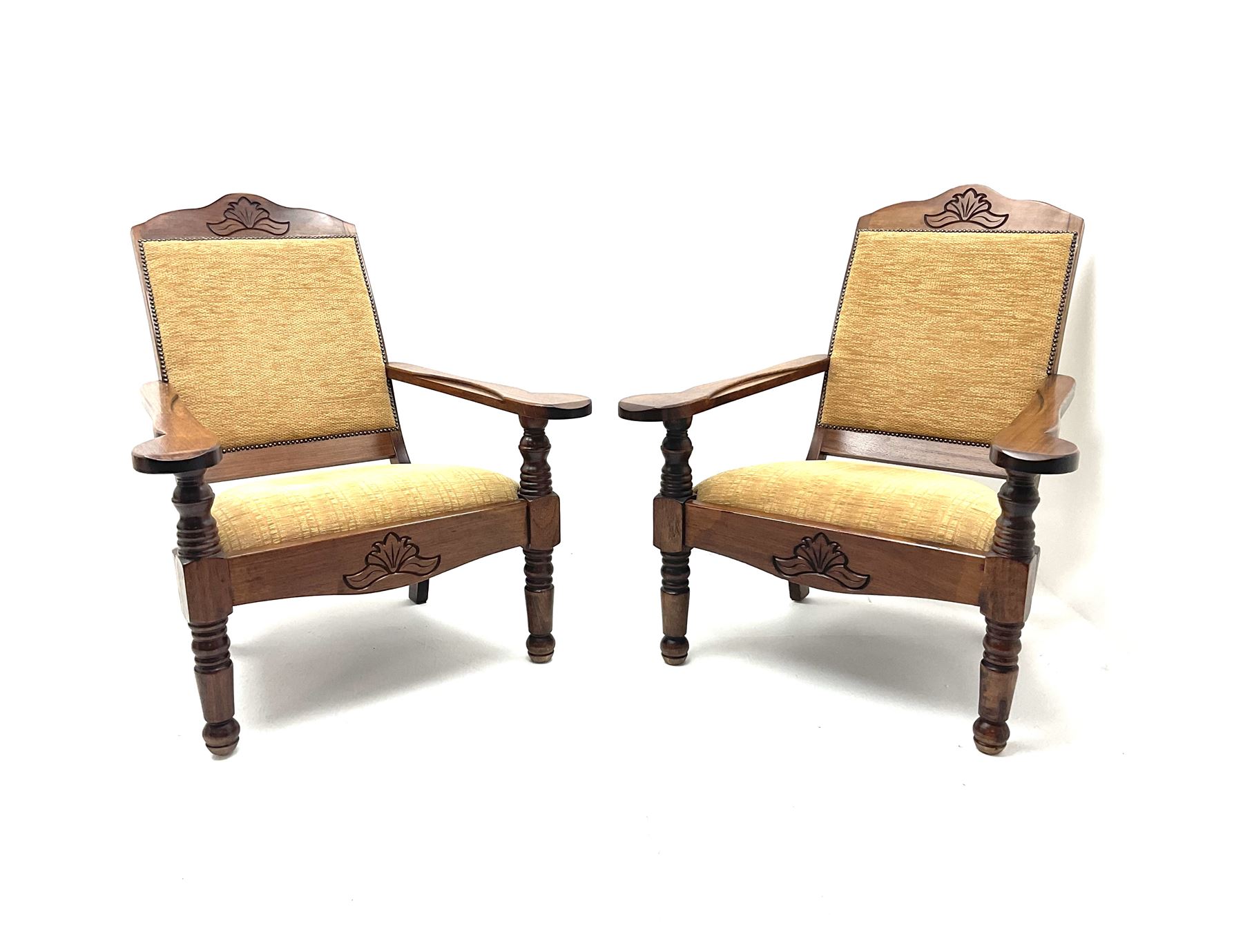 Pair hardwood framed plantation chairs - Image 2 of 2