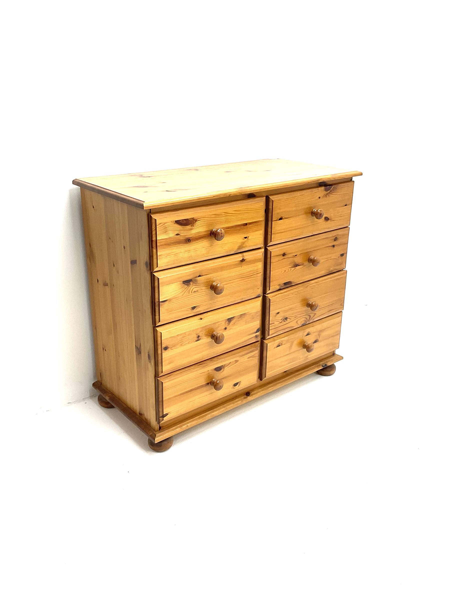Polished pine chest fitted with eight drawers - Image 2 of 3