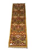 Maimana Kilim ochre beige ground runner