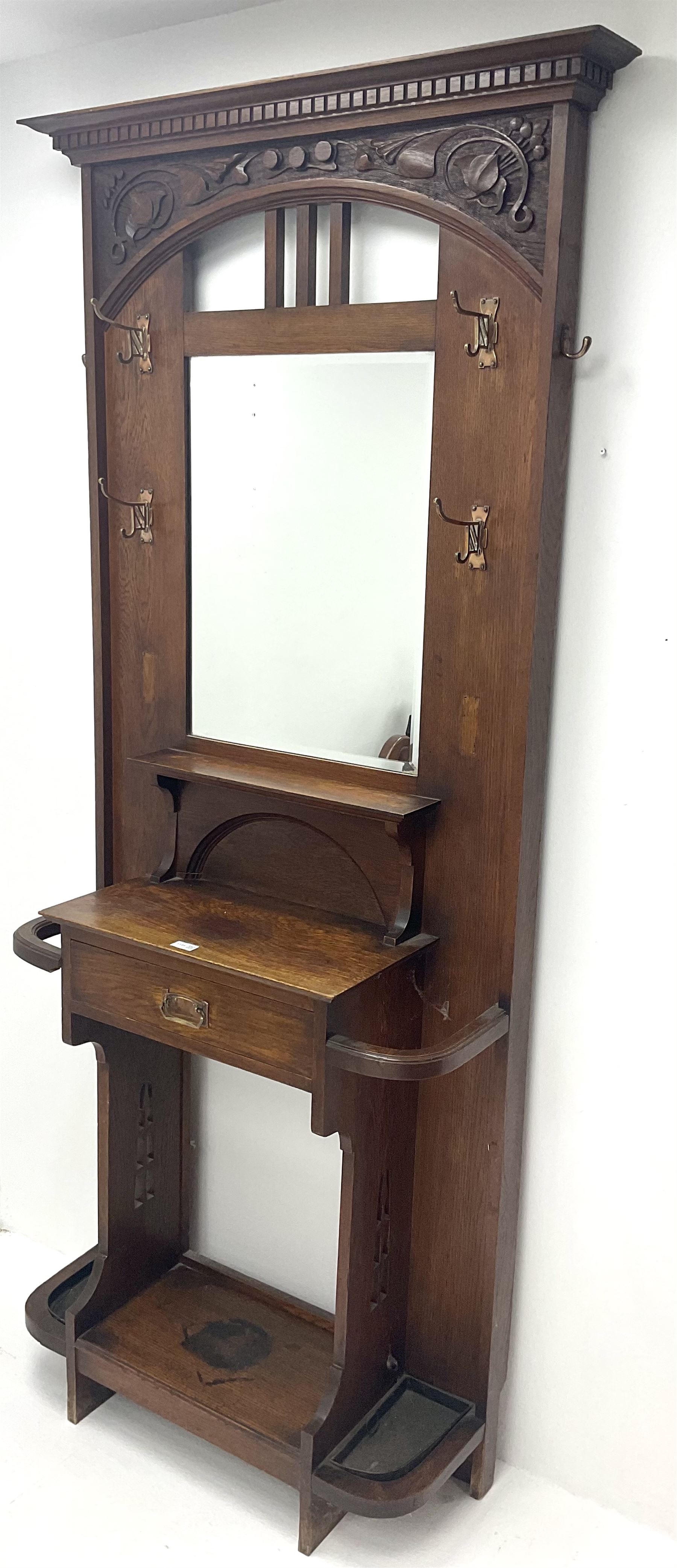 Edwardian oak hallstand