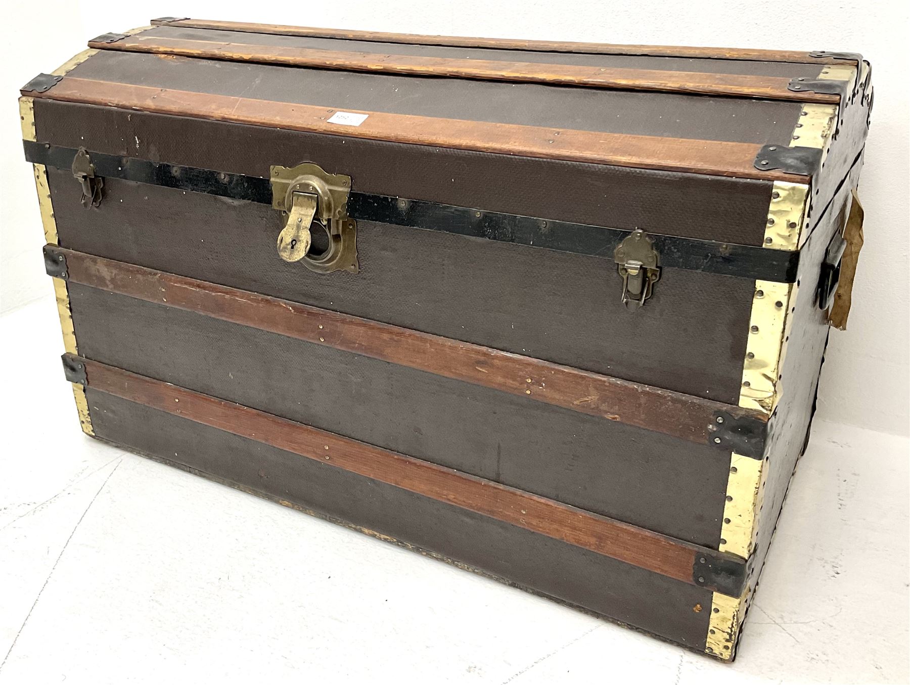 Early 20th century wood and metal bound chest