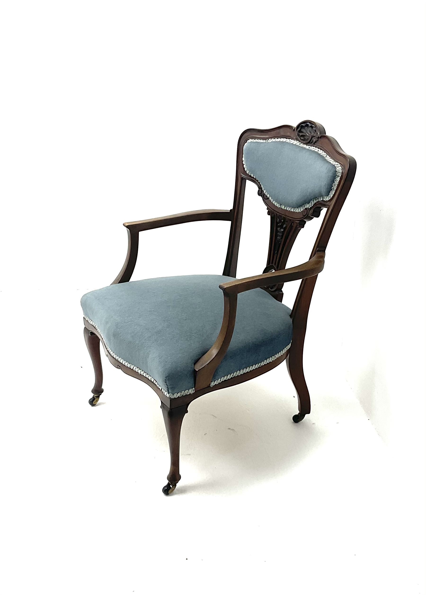 Late Victorian mahogany armchair - Image 2 of 2