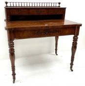 19th century inlaid grained oak writing desk