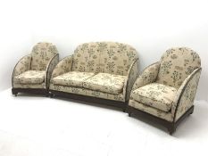 Art Deco period mahogany framed two seat settee