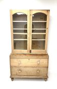 19th century stripped pine cabinet on chest