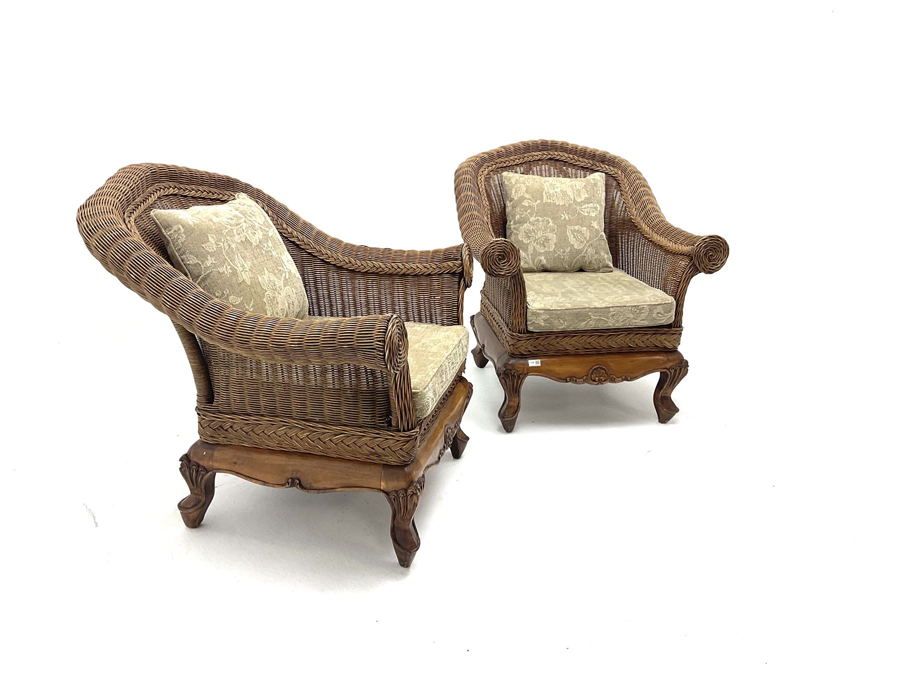 Pair cane armchairs - Image 3 of 4