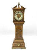 Late 19th century oak miniature longcase timepiece clock