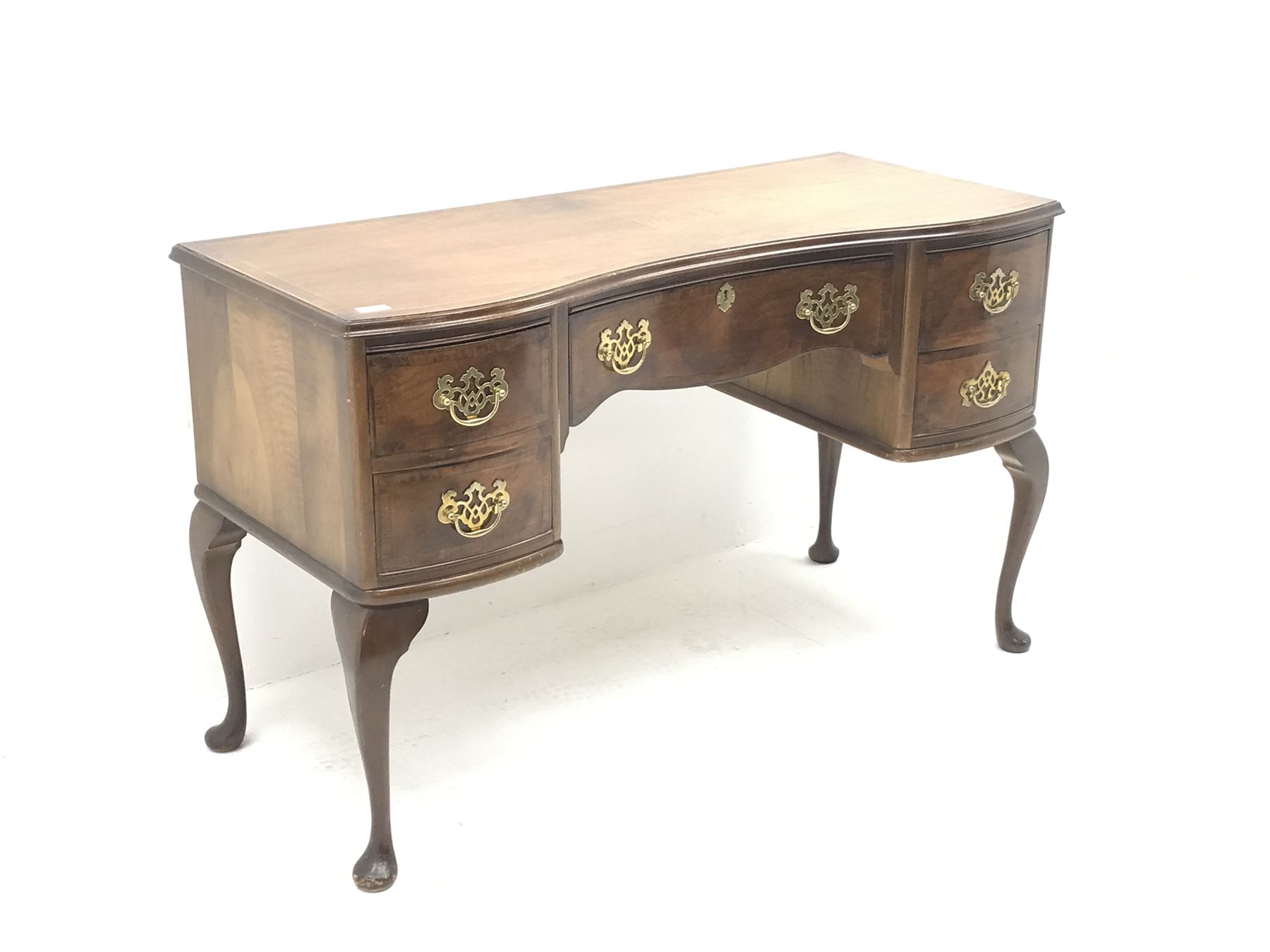 Early 20th century mahogany and rosewood kidney shaped desk