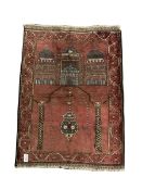 Baluchi red ground prayer rug