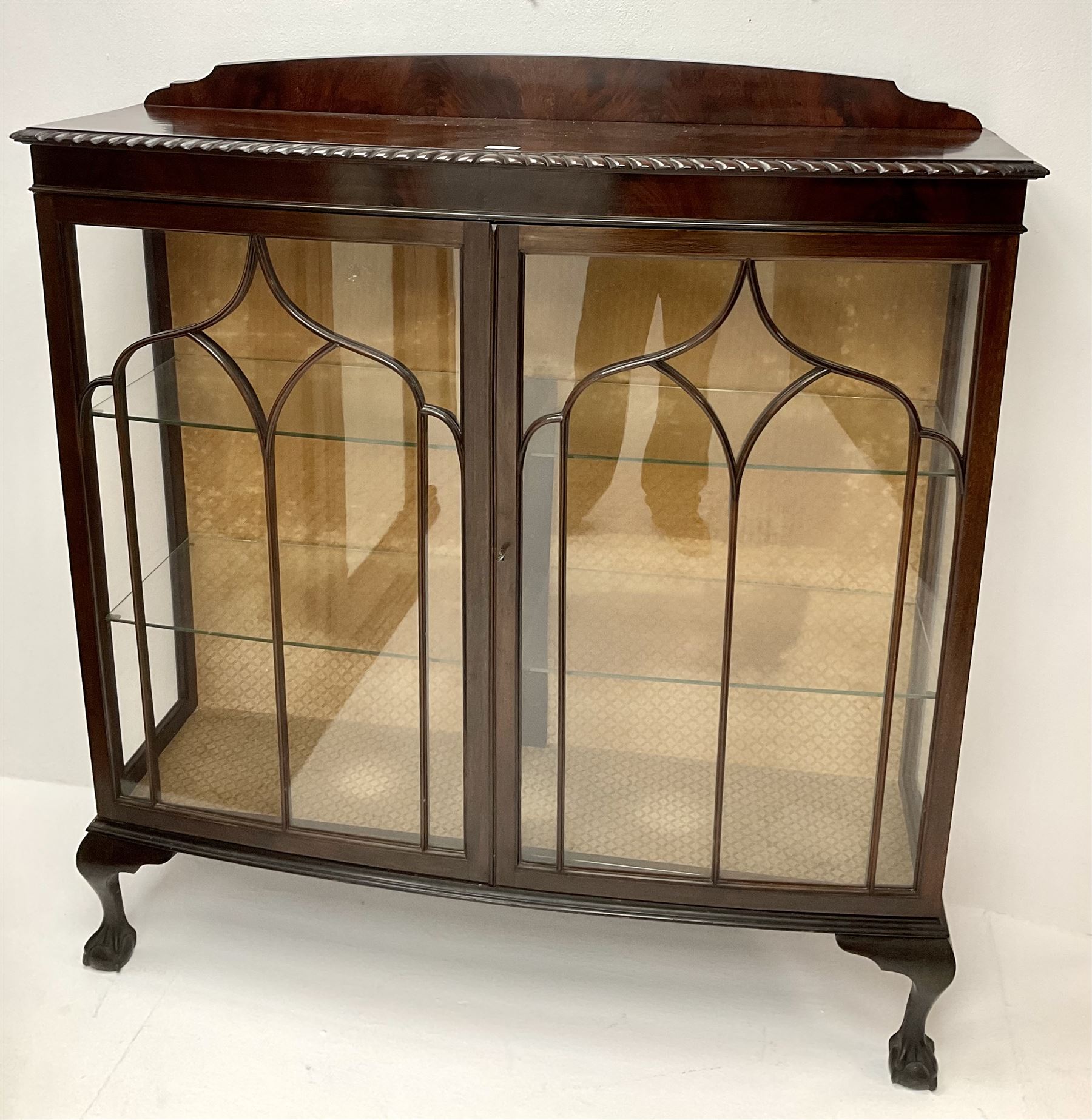 Early 20th century mahogany bow front display cabinet - Image 2 of 2