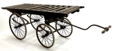 Victorian oak hand pulled cart funeral bier